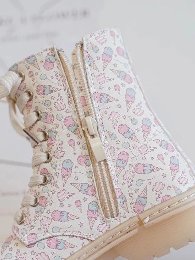 Ocieplane Botki Dziecięce Na Suwak Beżowe Dolida Dzieci Dziewczęce