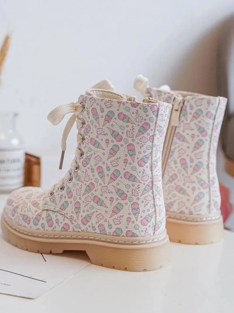 Ocieplane Botki Dziecięce Na Suwak Beżowe Dolida Dzieci Dziewczęce