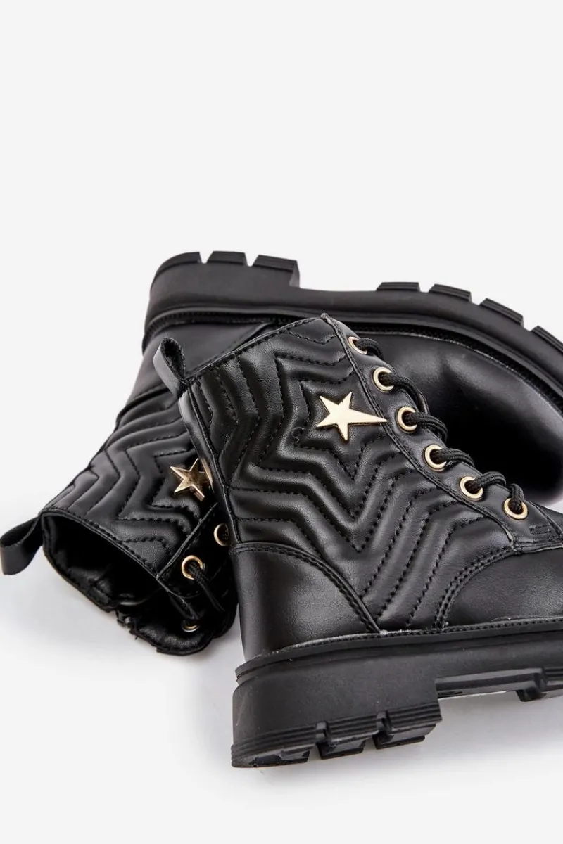 Dziewczęce>Evento Ocieplane Botki Dziecięce Na Zamek Z Eko Skóry Czarne Liotira