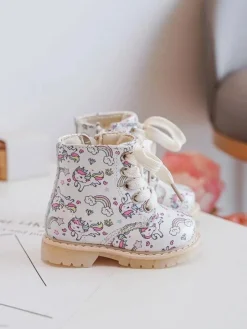 Online Boto Ocieplane Botki Dziecięce Na Suwak Beżowe Dolida - Kucyki Beżowy