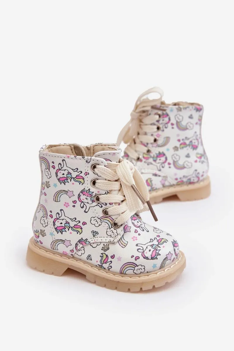 Online Boto Ocieplane Botki Dziecięce Na Suwak Beżowe Dolida - Kucyki Beżowy