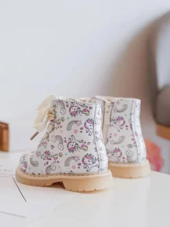 Online Boto Ocieplane Botki Dziecięce Na Suwak Beżowe Dolida - Kucyki Beżowy