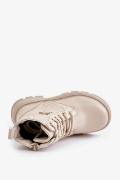 Clearance Evento Ocieplane Botki Dziecięce Na Zamek Z Eko Skóry Beżowe Liotira