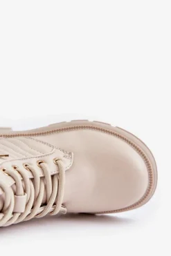 Clearance Evento Ocieplane Botki Dziecięce Na Zamek Z Eko Skóry Beżowe Liotira