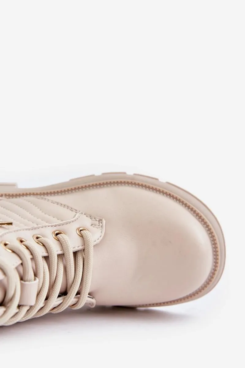 Clearance Evento Ocieplane Botki Dziecięce Na Zamek Z Eko Skóry Beżowe Liotira