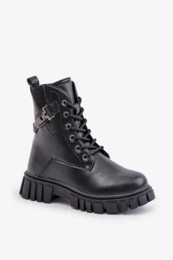 Online Ocieplane Botki Dziewczęce Na Zamek Z Ozdobą Czarne Zinnirella Dzieci Dziewczęce