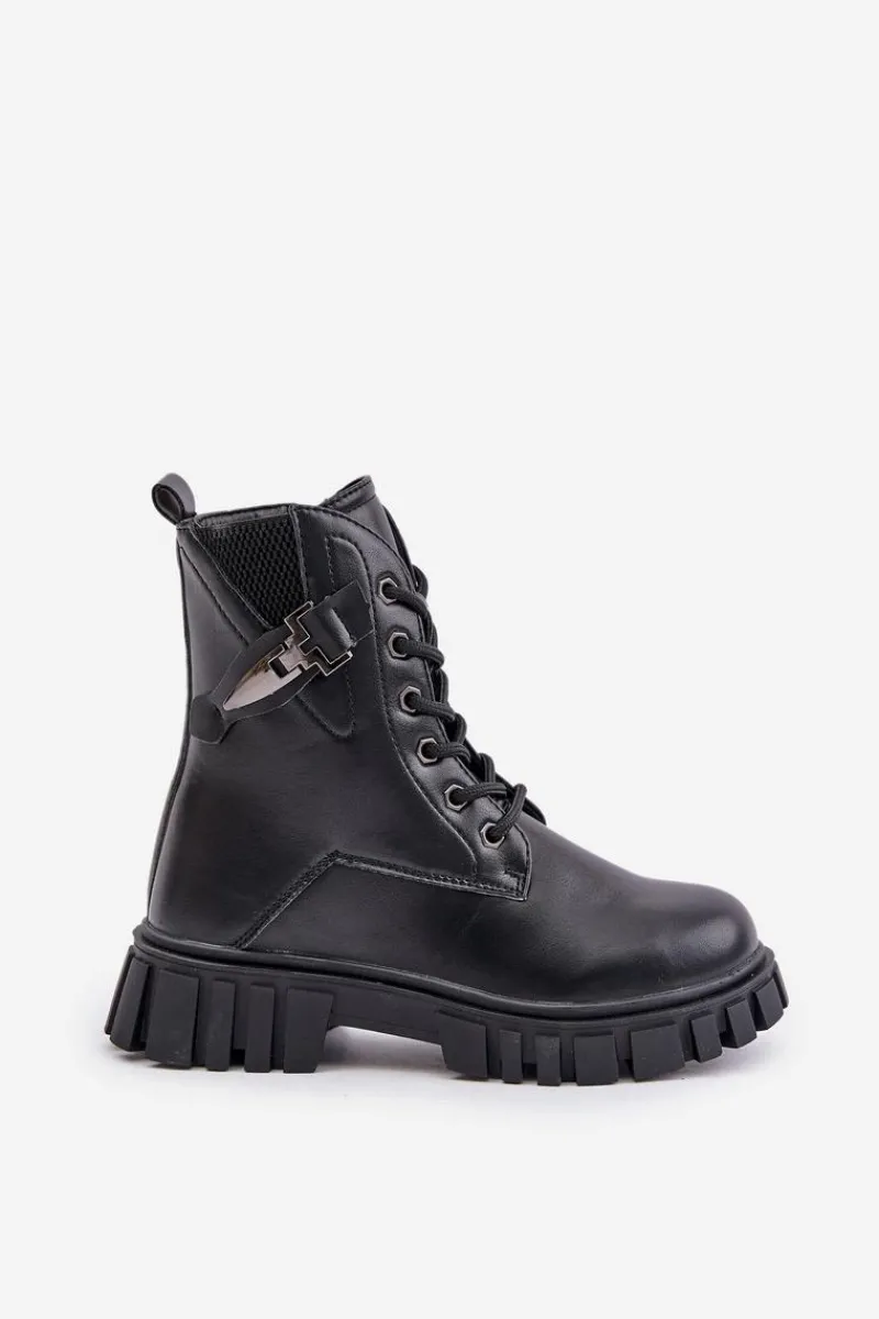 Online Ocieplane Botki Dziewczęce Na Zamek Z Ozdobą Czarne Zinnirella Dzieci Dziewczęce