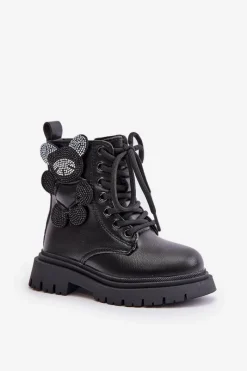 Best Ocieplane Botki Dziewczęce Z Misiem Na Zamek Czarne Relobia Dzieci Dziewczęce