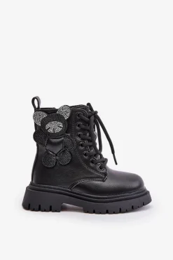 Best Ocieplane Botki Dziewczęce Z Misiem Na Zamek Czarne Relobia Dzieci Dziewczęce