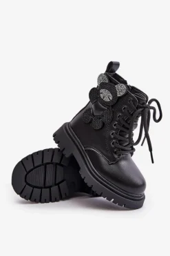 Best Ocieplane Botki Dziewczęce Z Misiem Na Zamek Czarne Relobia Dzieci Dziewczęce