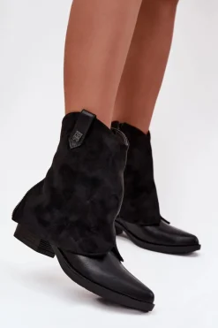 Best Boto Ocieplane Botki Kowbojki Na Obcasie Czarne Sylvette Czarny