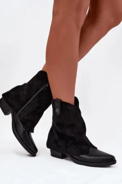 Best Boto Ocieplane Botki Kowbojki Na Obcasie Czarne Sylvette Czarny