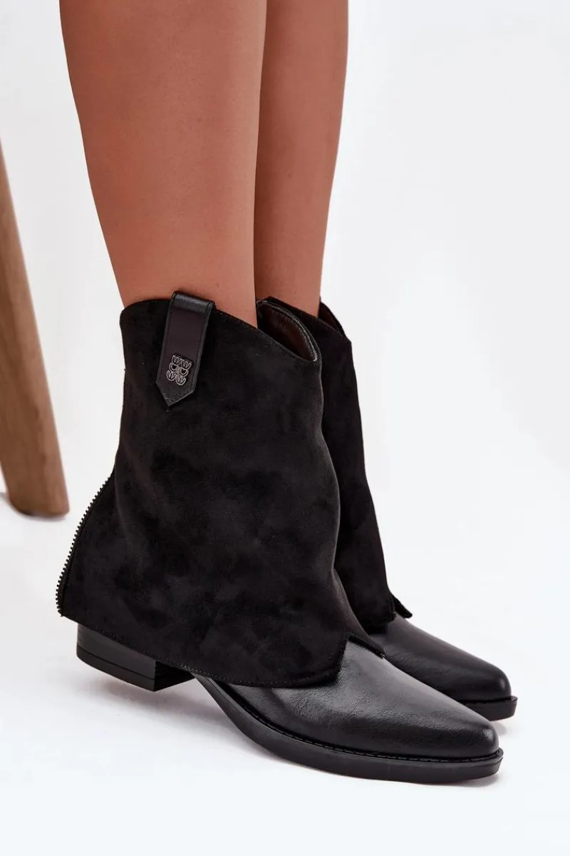 Best Boto Ocieplane Botki Kowbojki Na Obcasie Czarne Sylvette Czarny