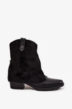 Best Boto Ocieplane Botki Kowbojki Na Obcasie Czarne Sylvette Czarny