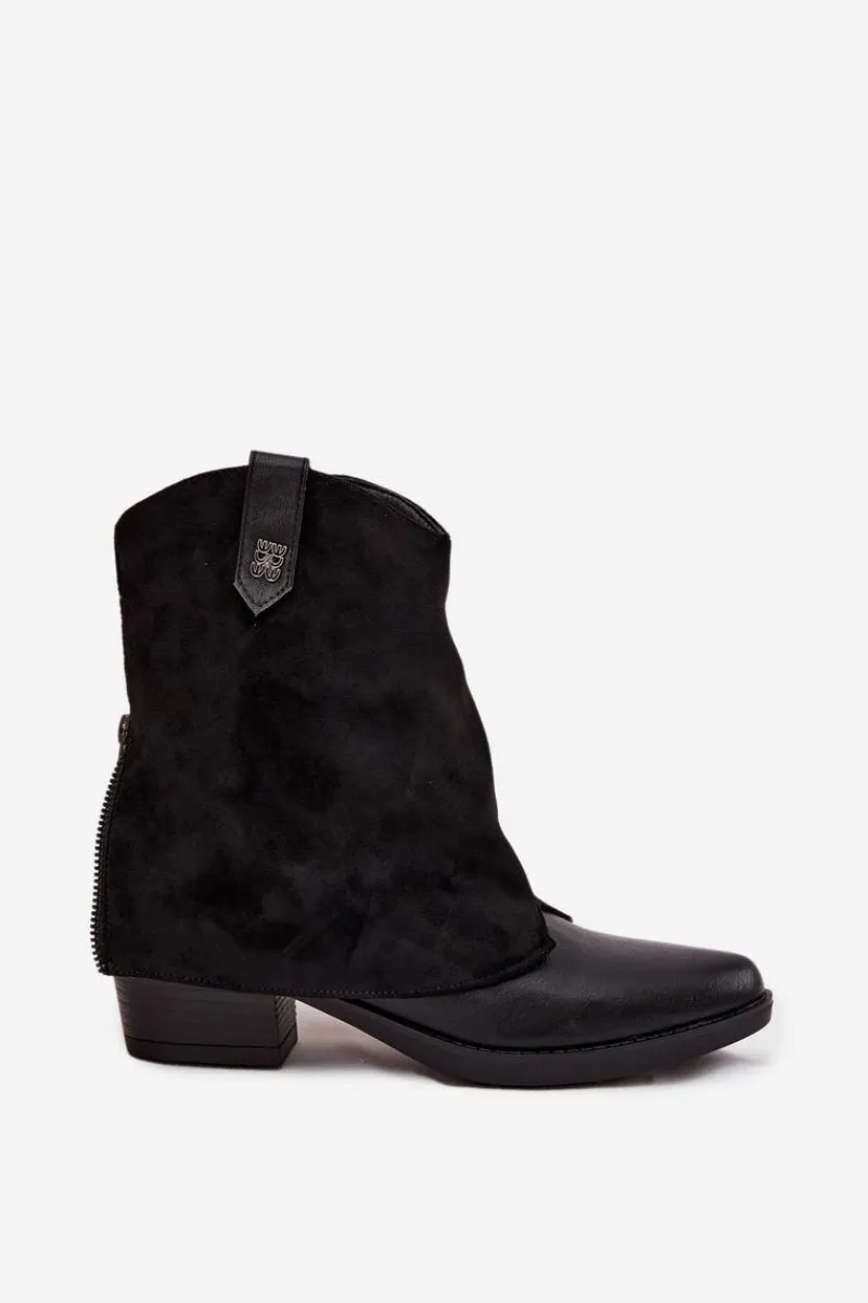 Best Boto Ocieplane Botki Kowbojki Na Obcasie Czarne Sylvette Czarny