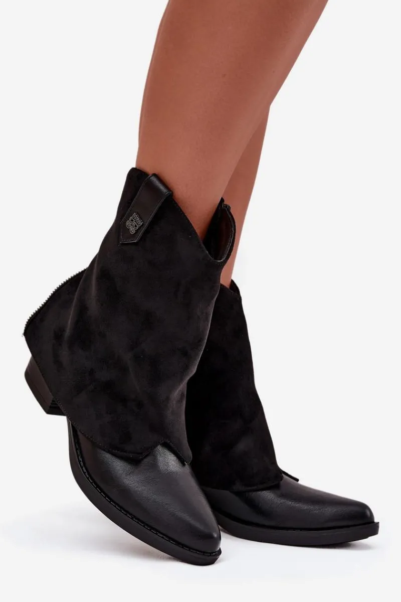 Best Boto Ocieplane Botki Kowbojki Na Obcasie Czarne Sylvette Czarny