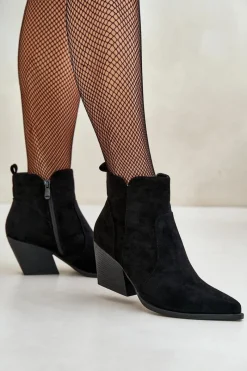 Botki Na Słupku|Brązowe I Beżowe Botki>Boto Ocieplane Botki Kowbojki Eko Zamszowe Na Zamek Czarne Virtris