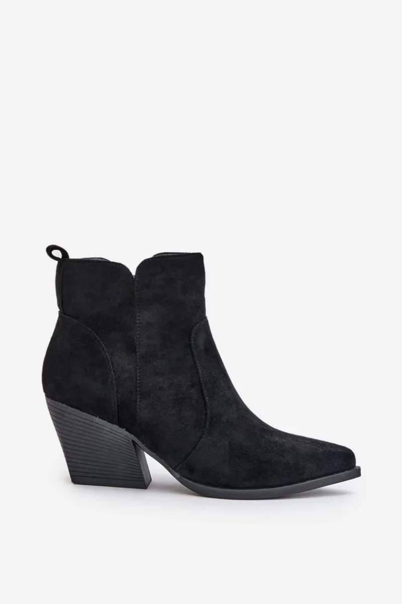 Botki Na Słupku|Brązowe I Beżowe Botki>Boto Ocieplane Botki Kowbojki Eko Zamszowe Na Zamek Czarne Virtris