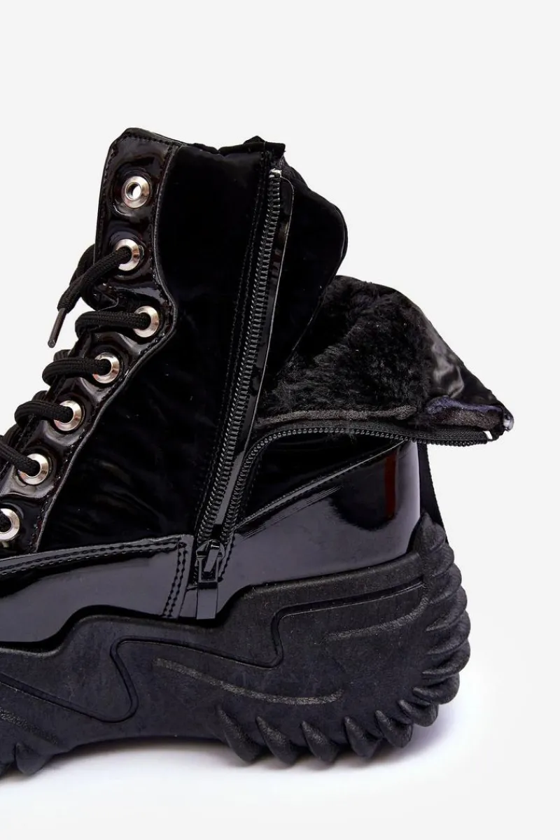 Online Boto Ocieplane Botki Na Masywnej Platformie Czarne Lanleh