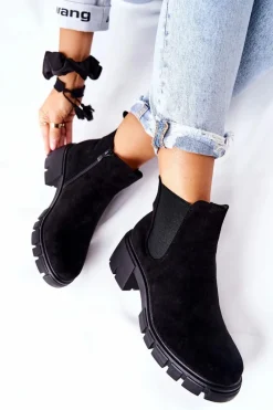 Best Ocieplane Botki Na Obcasie Czarne Madge Damskie Czarne Botki|Botki Zimowe Damskie