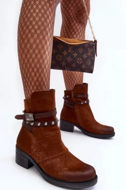 Online Boto Ocieplane Botki Na Obcasie Camel Effie Brązowy