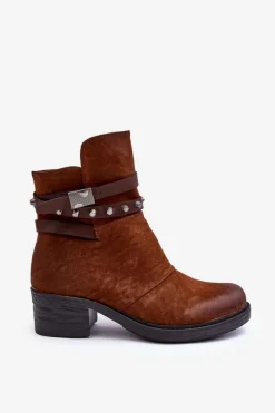 Online Boto Ocieplane Botki Na Obcasie Camel Effie Brązowy
