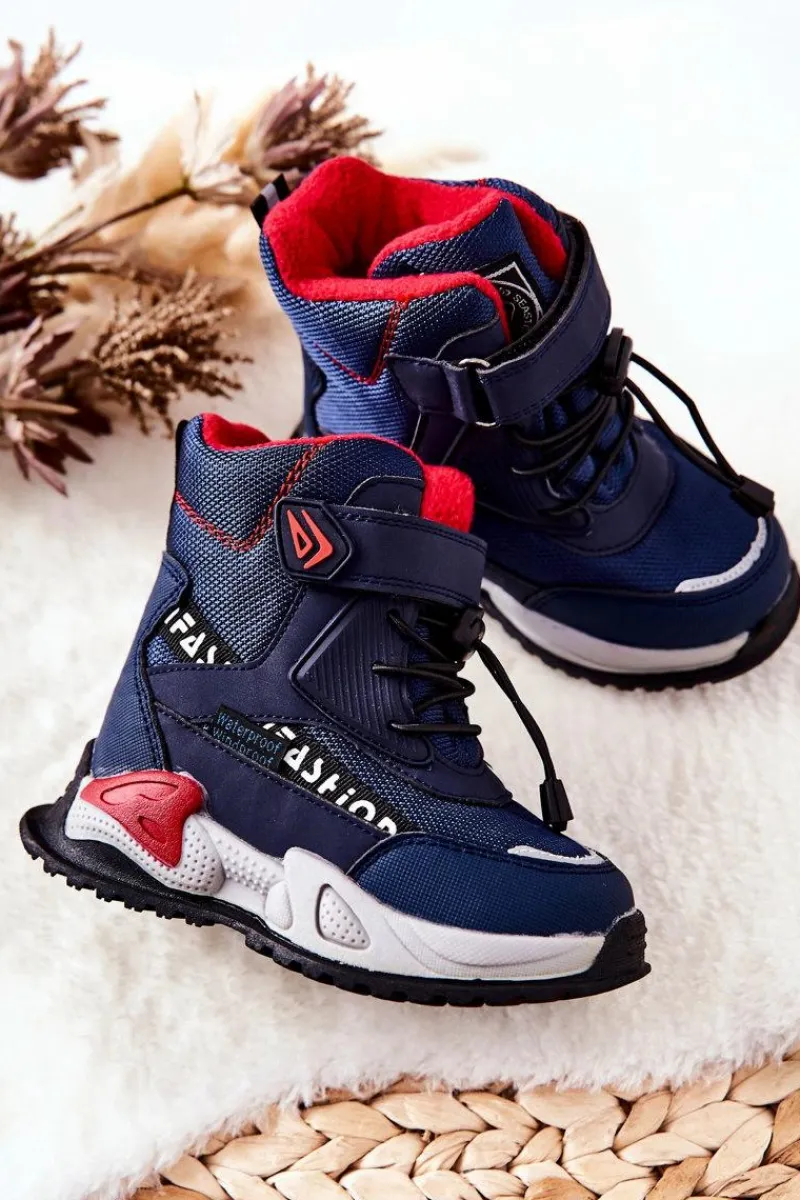 Sale Ocieplane Botki Na Rzep Granatowe Darel Dzieci Chłopięce|Chłopięce