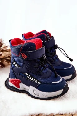 Sale Ocieplane Botki Na Rzep Granatowe Darel Dzieci Chłopięce|Chłopięce