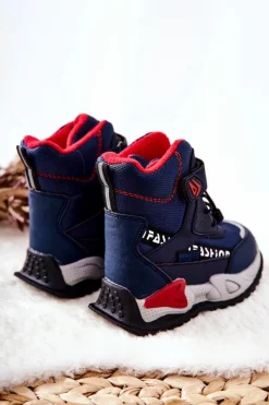 Sale Ocieplane Botki Na Rzep Granatowe Darel Dzieci Chłopięce|Chłopięce