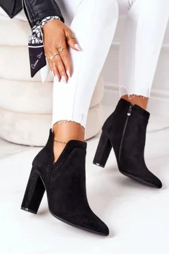 Botki Na Słupku|Czarne Botki>Boto Ocieplane Botki Na Słupku Czarne Sally