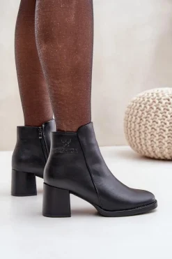 Hot Evento Ocieplane Botki Na Słupku Czarne Feliveth