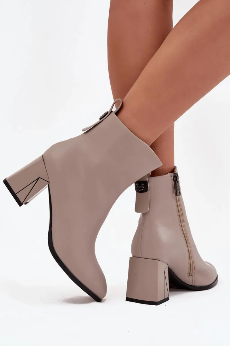 Sale Buty damskie Vinceza Ocieplane Botki Na Słupku Z Naturalnej Skóry Vinceza 66812 Szare Szary