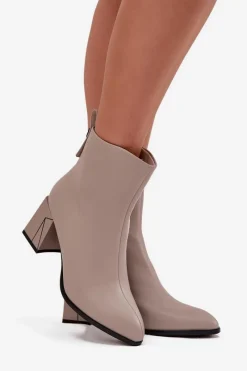 Sale Buty damskie Vinceza Ocieplane Botki Na Słupku Z Naturalnej Skóry Vinceza 66812 Szare Szary