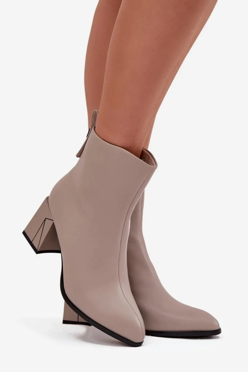 Sale Buty damskie Vinceza Ocieplane Botki Na Słupku Z Naturalnej Skóry Vinceza 66812 Szare Szary