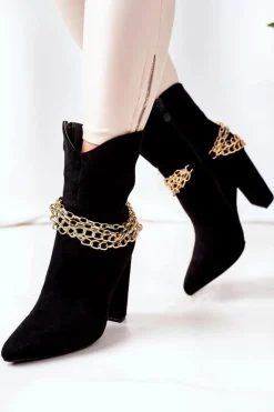 Hot Boto Ocieplane Botki Na Słupku Czarne Good Impression