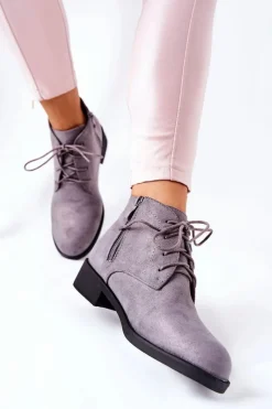 Sale Boto Ocieplane Botki Na Suwak Szare Malitea