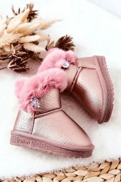 Dziewczęce>Boto Ocieplane Botki Śniegowce Z Futerkiem Różowe Bessie Różowy