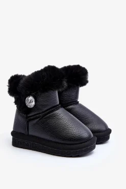 Dziewczęce>Boto Ocieplane Botki Śniegowce Z Futerkiem Czarne Bessie Czarny
