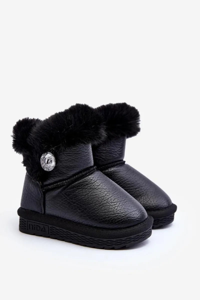 Dziewczęce>Boto Ocieplane Botki Śniegowce Z Futerkiem Czarne Bessie Czarny