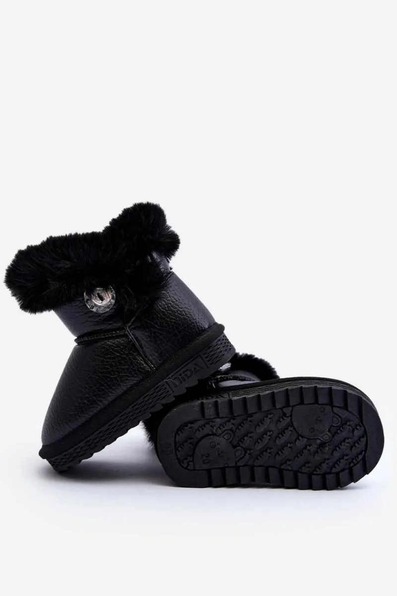 Dziewczęce>Boto Ocieplane Botki Śniegowce Z Futerkiem Czarne Bessie Czarny