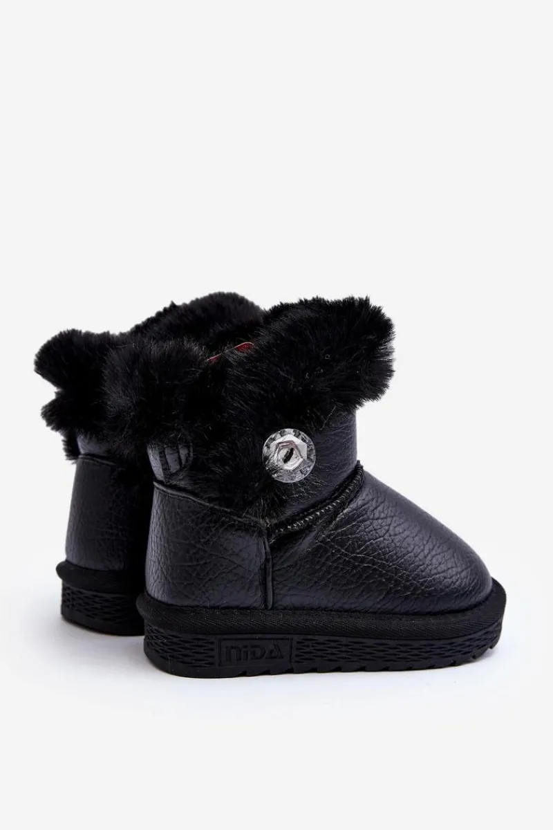 Dziewczęce>Boto Ocieplane Botki Śniegowce Z Futerkiem Czarne Bessie Czarny