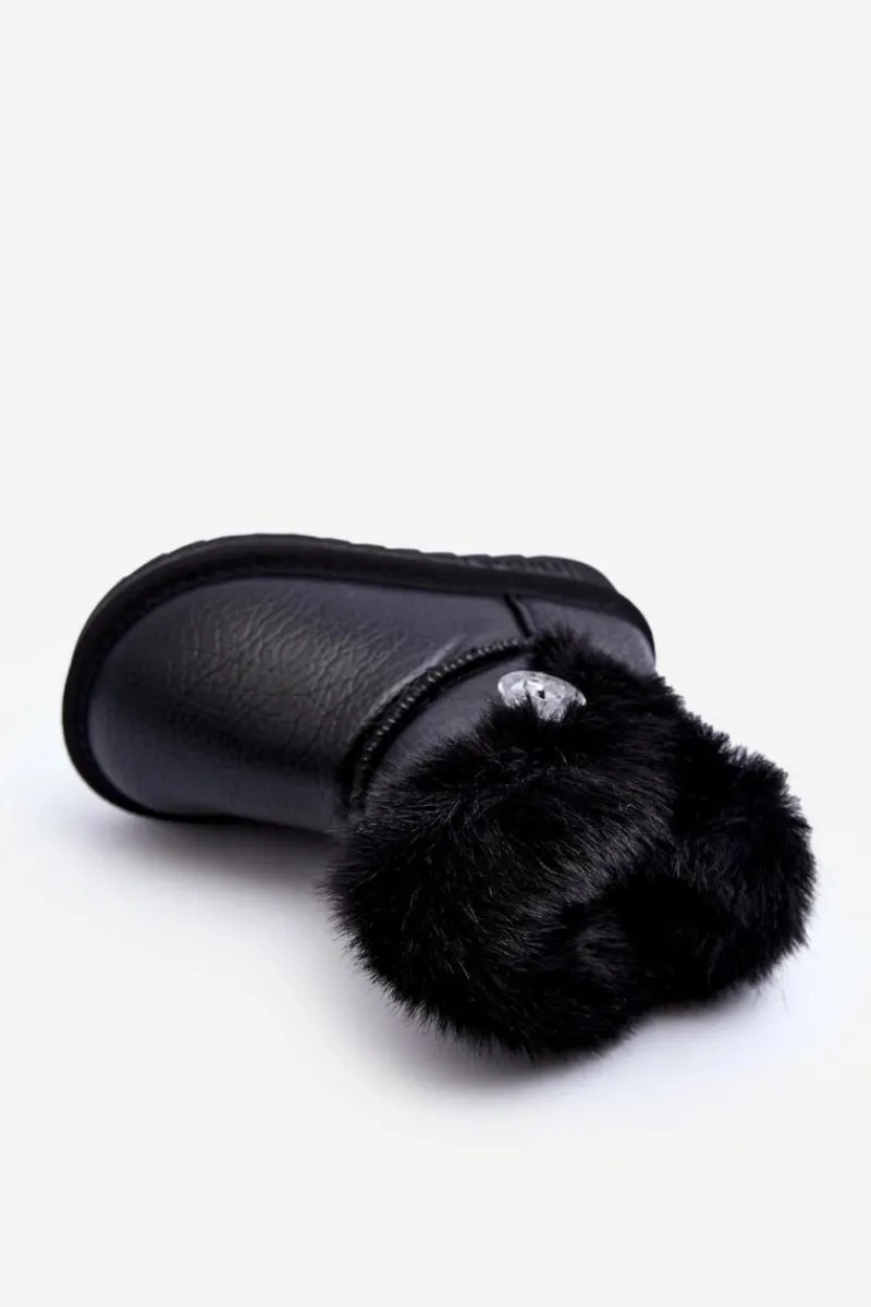 Dziewczęce>Boto Ocieplane Botki Śniegowce Z Futerkiem Czarne Bessie Czarny