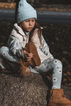 Clearance Ocieplane Botki Śniegowce Dziecięce Z Ozdobnymi Frędzlami Camel Nimia Dzieci Dziewczęce