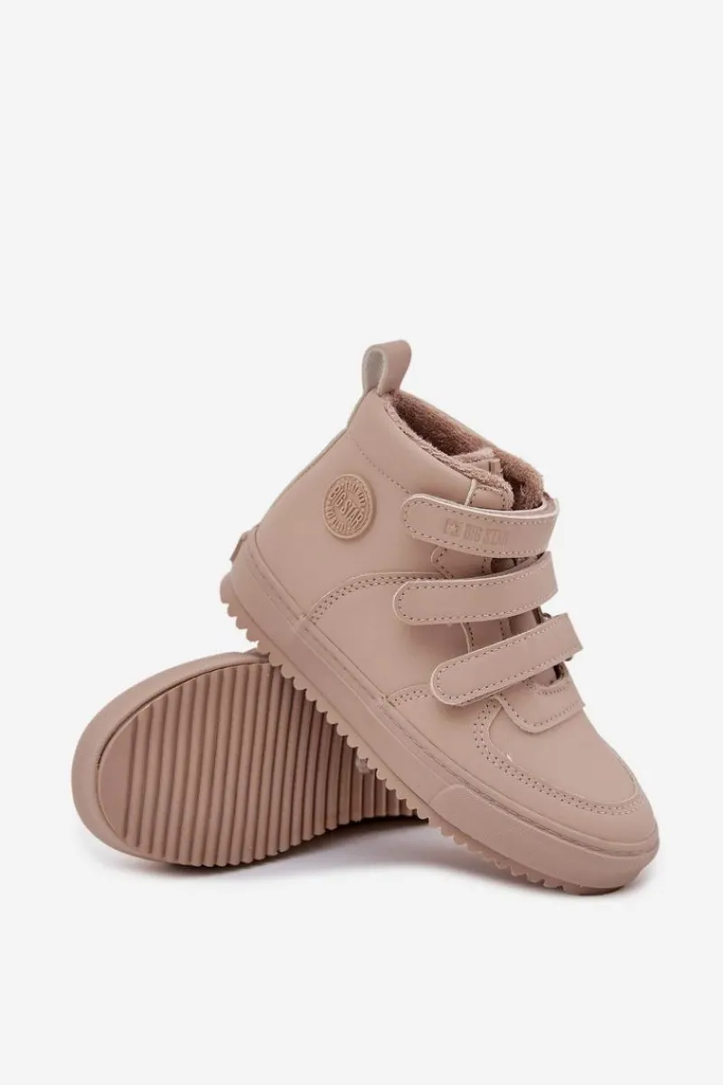 Chłopięce>Big Star Shoes Ocieplane Botki Sneakersy Dziecięce Na Rzepy Big Star SS374072 Beżowe Beżowy