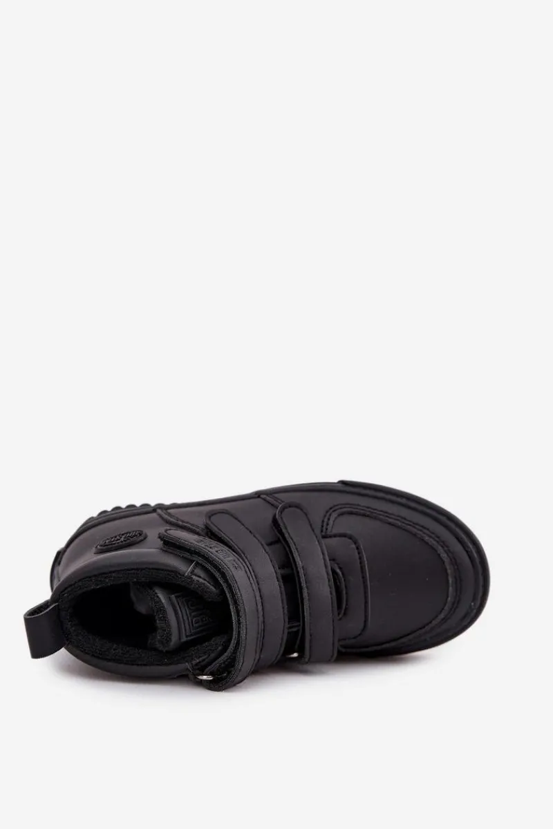 Clearance Big Star Shoes Ocieplane Botki Sneakersy Dziecięce Na Rzepy Big Star SS374070 Czarne Czarny