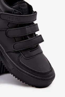 Clearance Big Star Shoes Ocieplane Botki Sneakersy Dziecięce Na Rzepy Big Star SS374070 Czarne Czarny