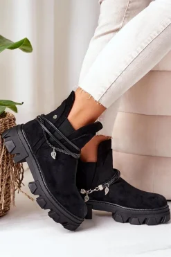 Sale Boto Ocieplane Botki Sztyblety Czarne Good Idea