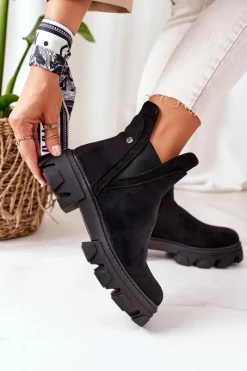 Sale Boto Ocieplane Botki Sztyblety Czarne Good Idea