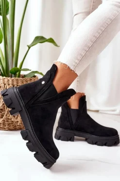 Sale Boto Ocieplane Botki Sztyblety Czarne Good Idea