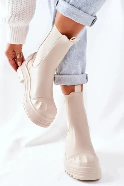 New Ocieplane Botki Sztyblety Beżowe Time Off Damskie Botki Zimowe Damskie|Brązowe I Beżowe Botki